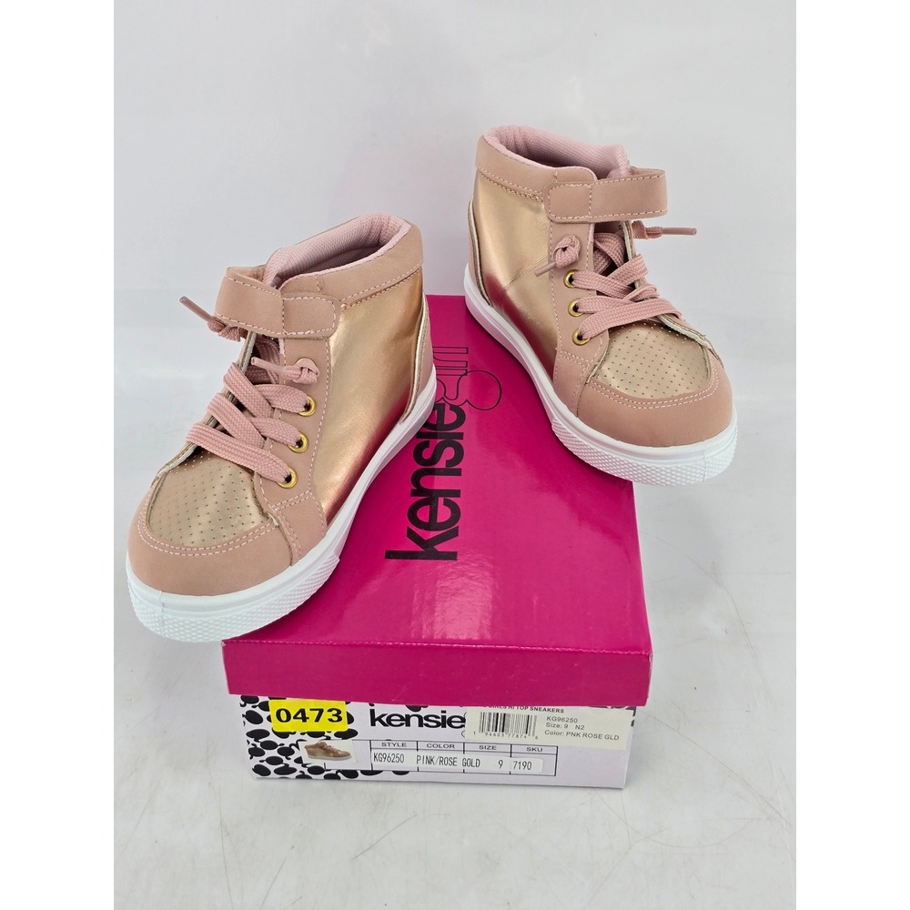 Kensie Girl Hi Top Sneakers Girls Size 9 Pink Rose Gold KG96250 - New